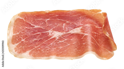 Foto Slice of prosciutto on transparent background
