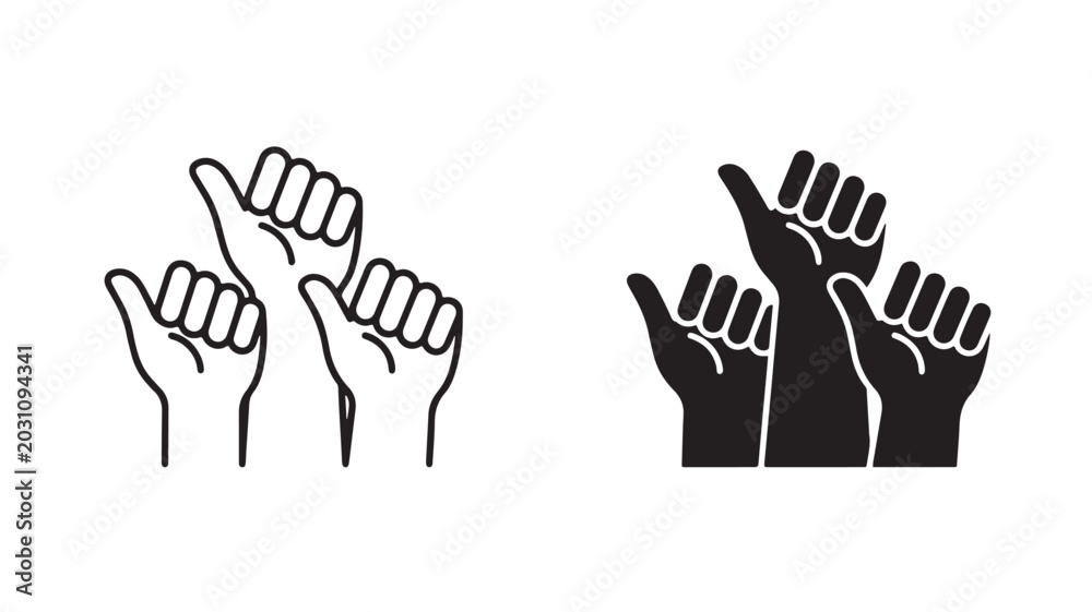 Fototapeta premium Hands Gesturing Thumbs Up In Black And White For Approval Concepts