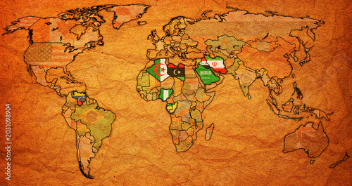 OPEC member coutries on world map in 2026