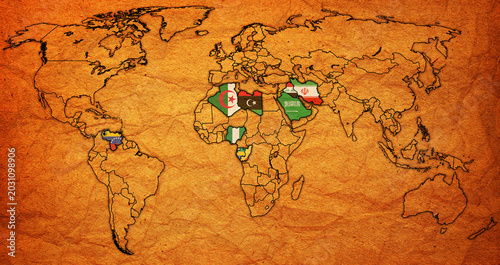 OPEC member coutries on world map in 2026