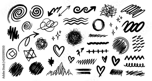 Modern Hand Drawn Doodle Sketch Elements for Creative Concept Design Vector Set