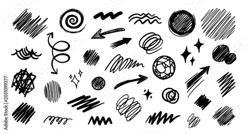 Modern Hand Drawn Abstract Doodle Sketch Elements for Creative Concept Design Vector Collection