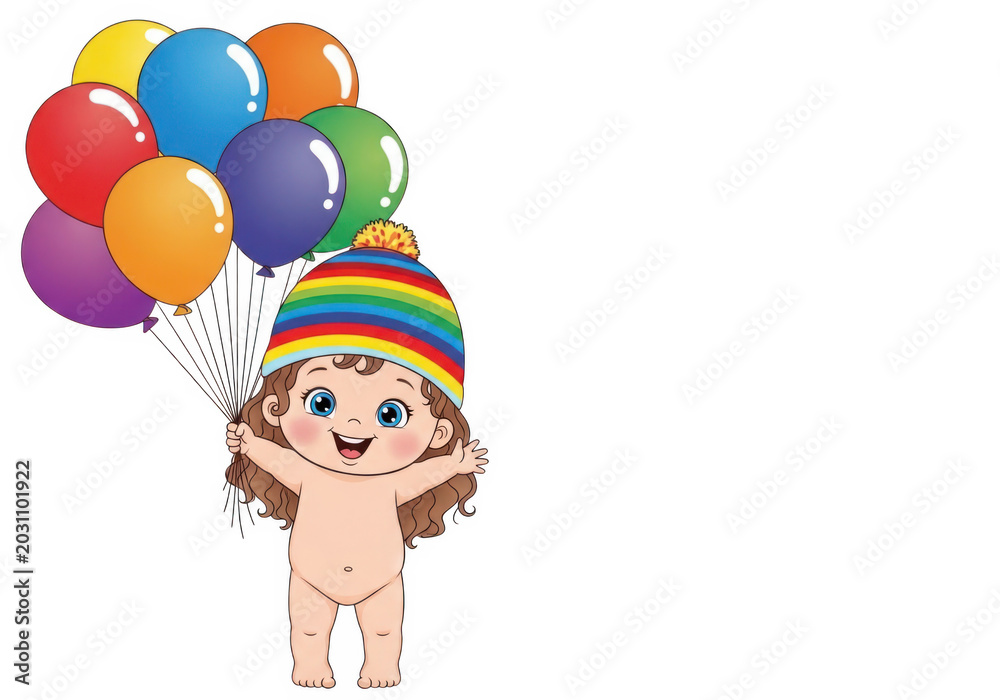 Naklejka premium Cute cartoon girl in colorful dance costume with sparkles and hearts isolated on transparent background