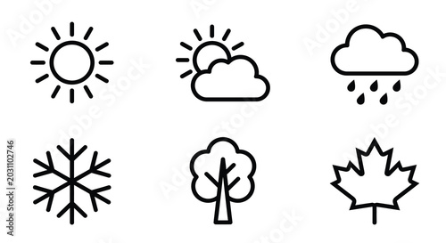 weather icons set in black and white