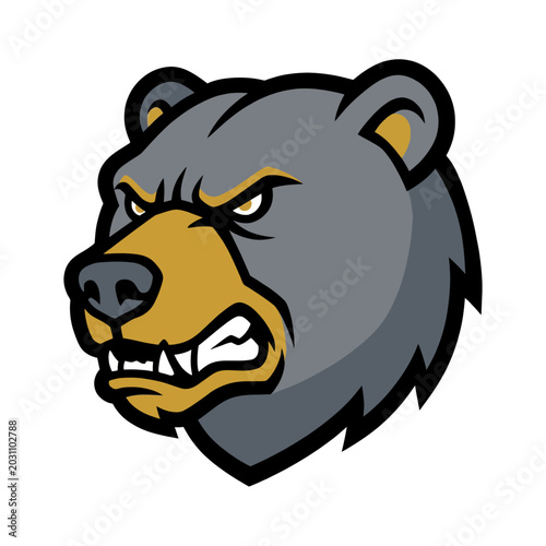 Tableau sur toile Fierce Bear Head Mascot Logo Aggressive Animal Symbol Sports Team Emblem Vector