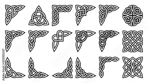 Collection Of Celtic Knot Corner Designs Border Graphic,  Ornament Irish Celtic Corner Ornaments And Border Frames In Vector