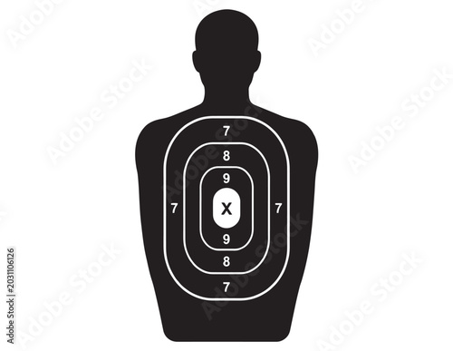 Принти на полотні Human silhouette shooting target vector, black and white bullseye target practic