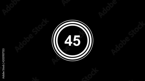 49 seconds countdown timer animation on transparent background in 4k, fifteen second circle countdown video with alpha channel, 49 sec countdown timer video