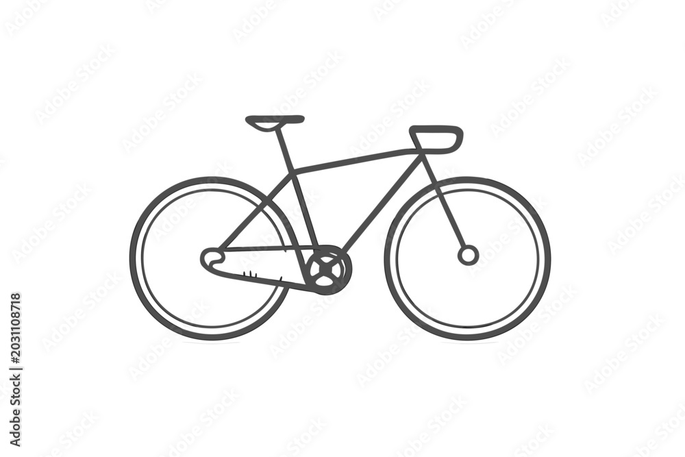 Fototapeta premium Minimal black line bicycle icon with thin outline, modern urban cycling and eco transport concept vector isolated on transparent background