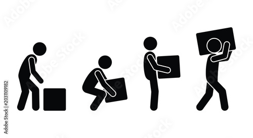 Quadro su tela sequence of people lifting boxes silhouette