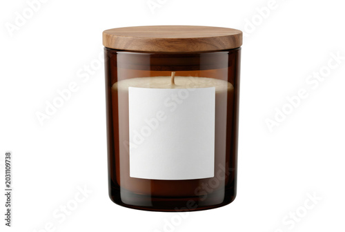 Canvastavla Scented candle in amber glass jar with wooden lid