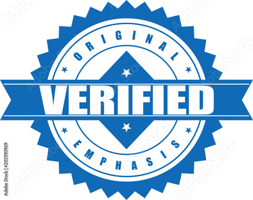 Bilde på lerret A verified badge with emphasis on originality is shown on a white background