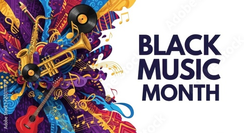 Colorful musical instruments celebrating black music month