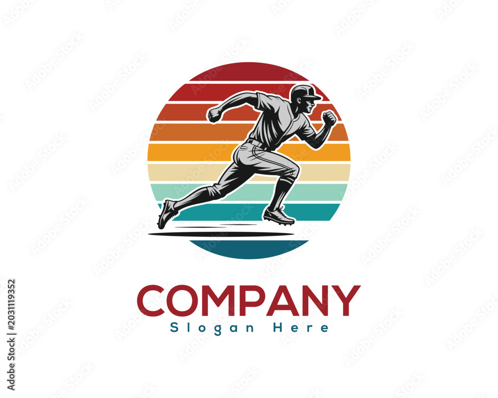 Fototapeta premium Running Athlete Retro Logo Design – Vintage Sports Vector Illustration
