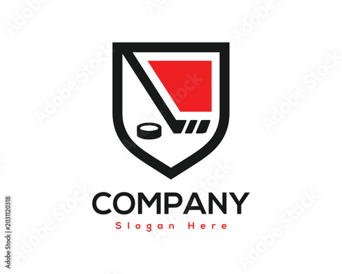 Canvas Print Minimal Hockey Shield Logo Design – Modern Ice Sports Vector Illustration