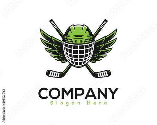 Canvas Print Hockey Helmet Wings Logo Design – Modern Sports Team Mascot Vector Illustration