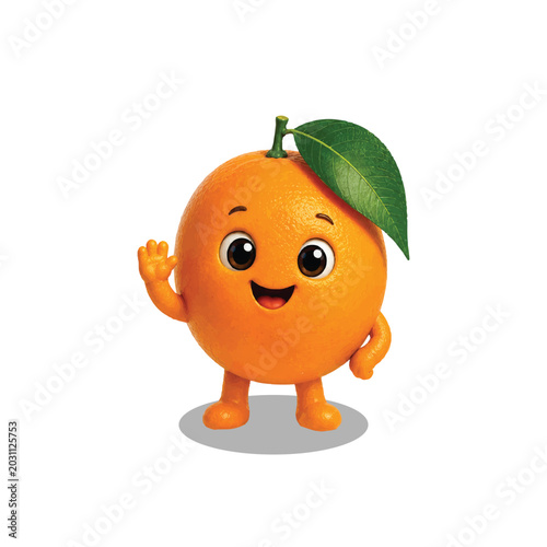 Happy Cartoon Orange Vector Illustration in white background