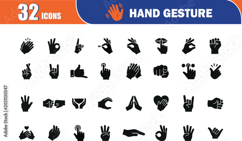 Obraz na płótnie Hand gesture icon collection