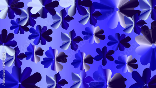 Abstract Blue Floral Pattern Background with Gradient Effect