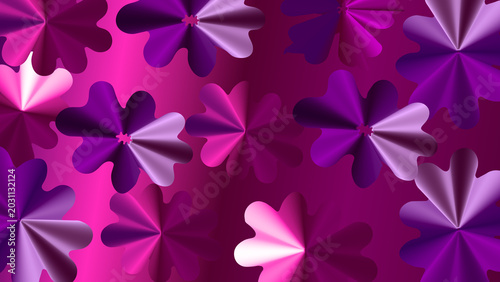 Abstract Floral Pattern with Purple and Pink Gradient Background