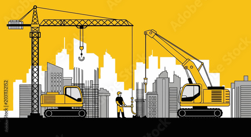 Urban Construction Site: A Dynamic Depiction of City Building Underway