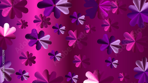 Abstract Floral Pattern with Purple and Pink Gradient Background