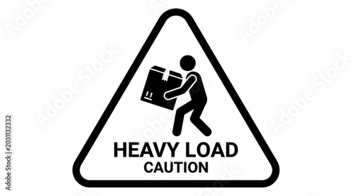 Caution heavy load warning sign symbol.