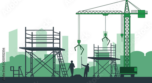 Urban Construction Site Shows The Building Architecture And Construction Working Process