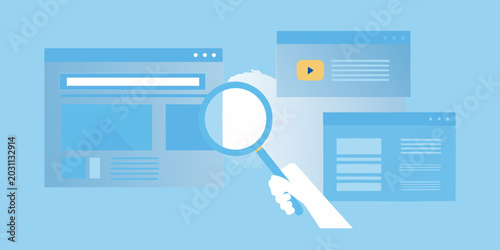 Fotografía magnifying glass searching interface flat vector illustration