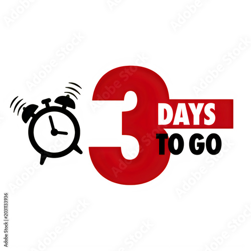 3 Days To Go Countdown Banner with Alarm Clock Icon