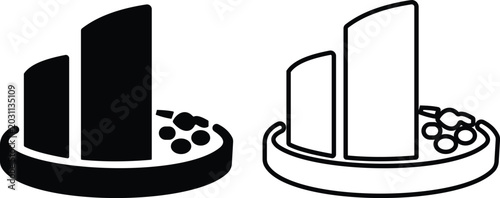 Foto Jamarat icon set with Hajj pilgrimage ritual symbols in solid and outline styles