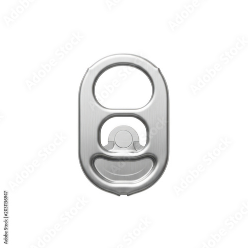 Realistic silver beverage can pull tab isolated on transparent background for product mockups and packaging design