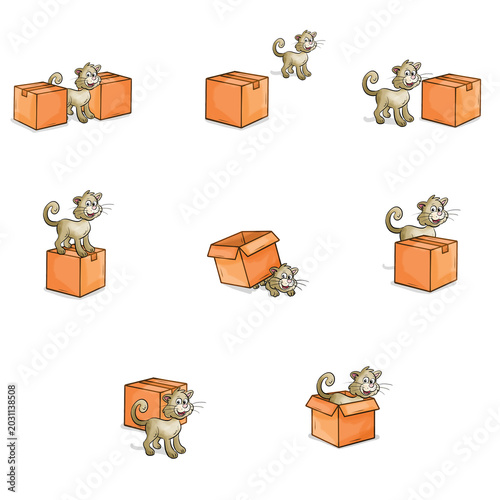 Math activity. In the middle, behind, in front, to the right, to the left, inside, on top. Directions.
