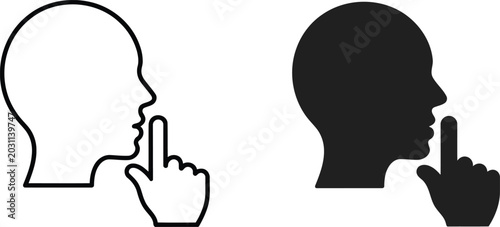 Valokuva Shushing gesture silhouette and icon with humanity vector illustration