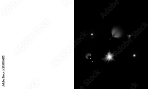 Abstract light effects background with stars and optical flares for design and overlay, dark glowing style