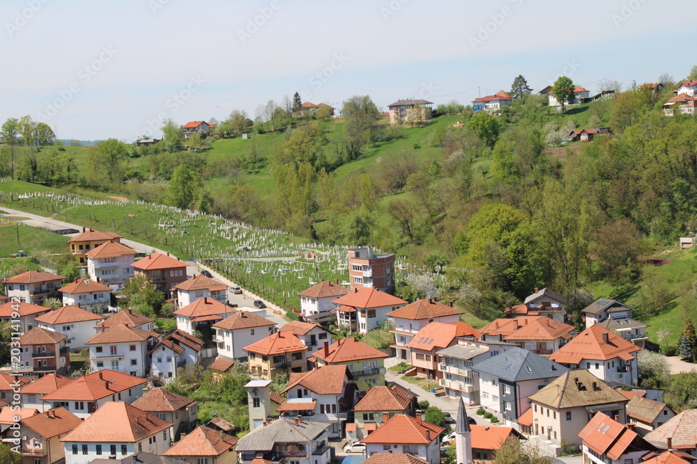 Fototapeta premium Historic Church Building in Tešanj Old Town – Christian Heritage Architecture
