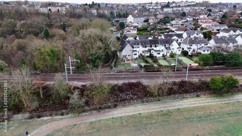 Busby viaduct, aerial view trainline