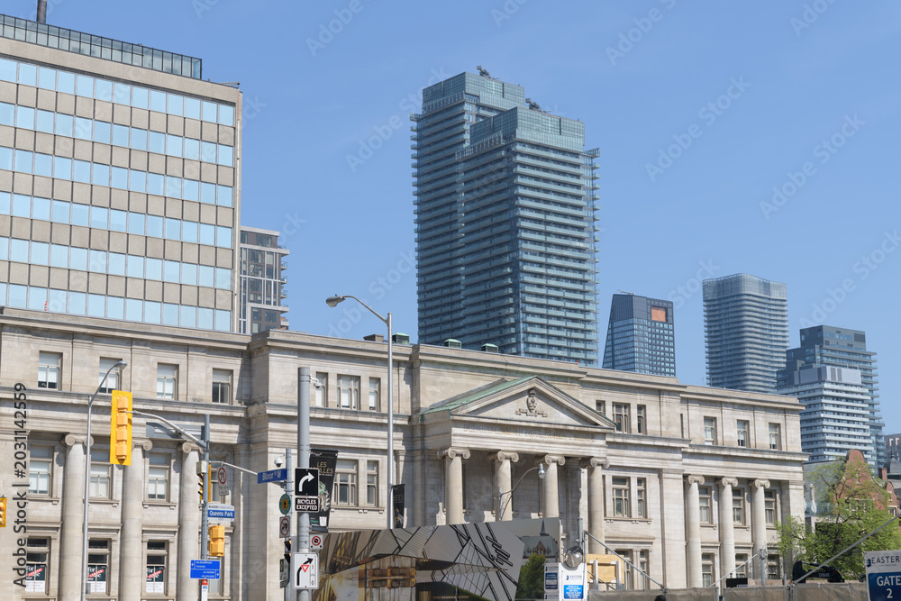 Naklejka premium wide view of Lillian Massey Building facade 125 Queens Park, Toronto