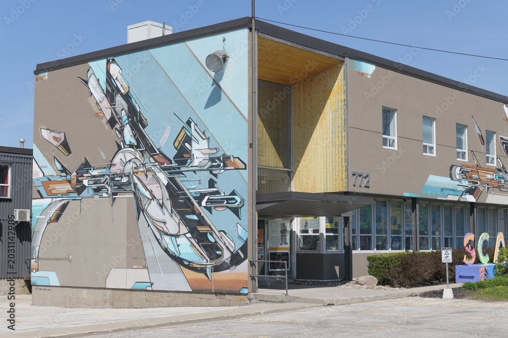 Naklejka premium mural (by MEDIAH) outside 772 Warden Av, Scarborough, Toronto (Clairlea Food Bank)