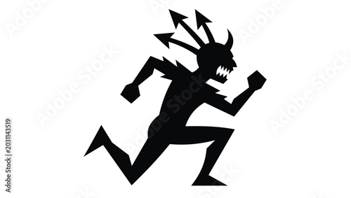 Fotografie Tribal Motion Figure Abstract Black Vector Symbol on Transparent Background, tri