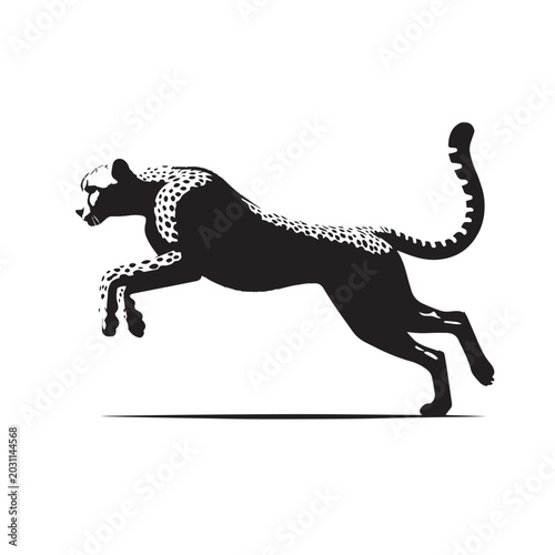 Принти на полотні Cheetah silhouette, Minimalist cheetah, Wild animal icon, Black and White cheeta