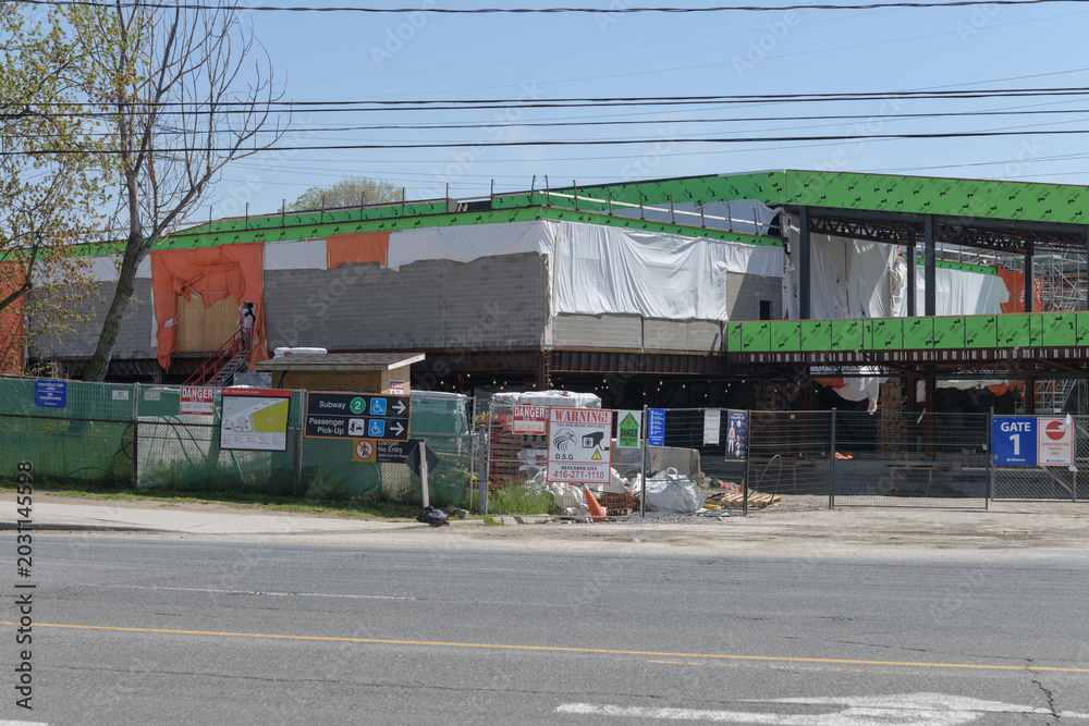 Naklejka premium construction upgrades at Warden, Line 2 subway station, located at 701 Warden Av, Scarborough, Toronto