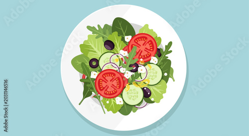 Cuadro en lienzo Fresh Vegetable Salad on Plate.