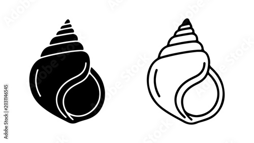 Schilderij op canvas Set of Sea Shell Icons Vector Illustration