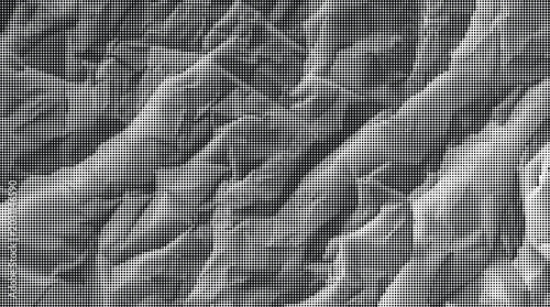 Crumpled gray paper texture with transparent background appears wrinkled