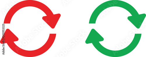 Cuadro en lienzo Red and green circular arrows showing reload and refresh symbols for user interf