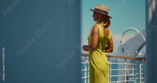 Woman Enjoying View on Cruise Ship Deck