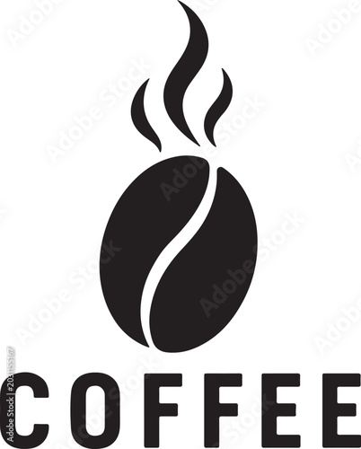 Coffee Bean Icon, Black Coffee Logo, Vector Coffee Symbol, Hot Beverage Sign