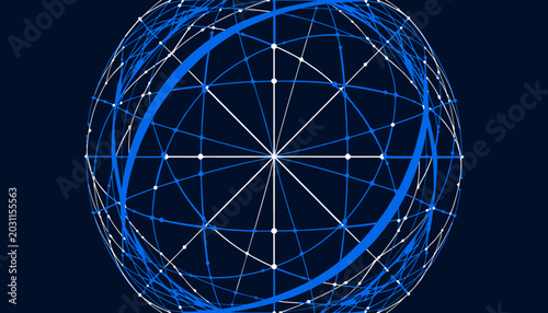 Abstract Blue Digital Global Network Sphere and Connection Lines