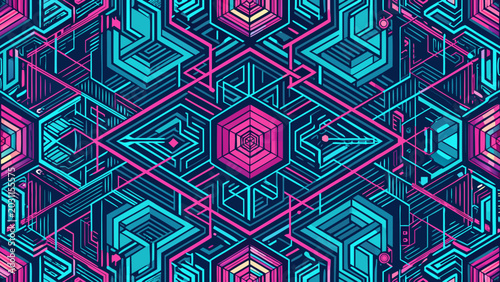 Abstract Futuristic Cyberpunk Geometric Circuit Pattern Background